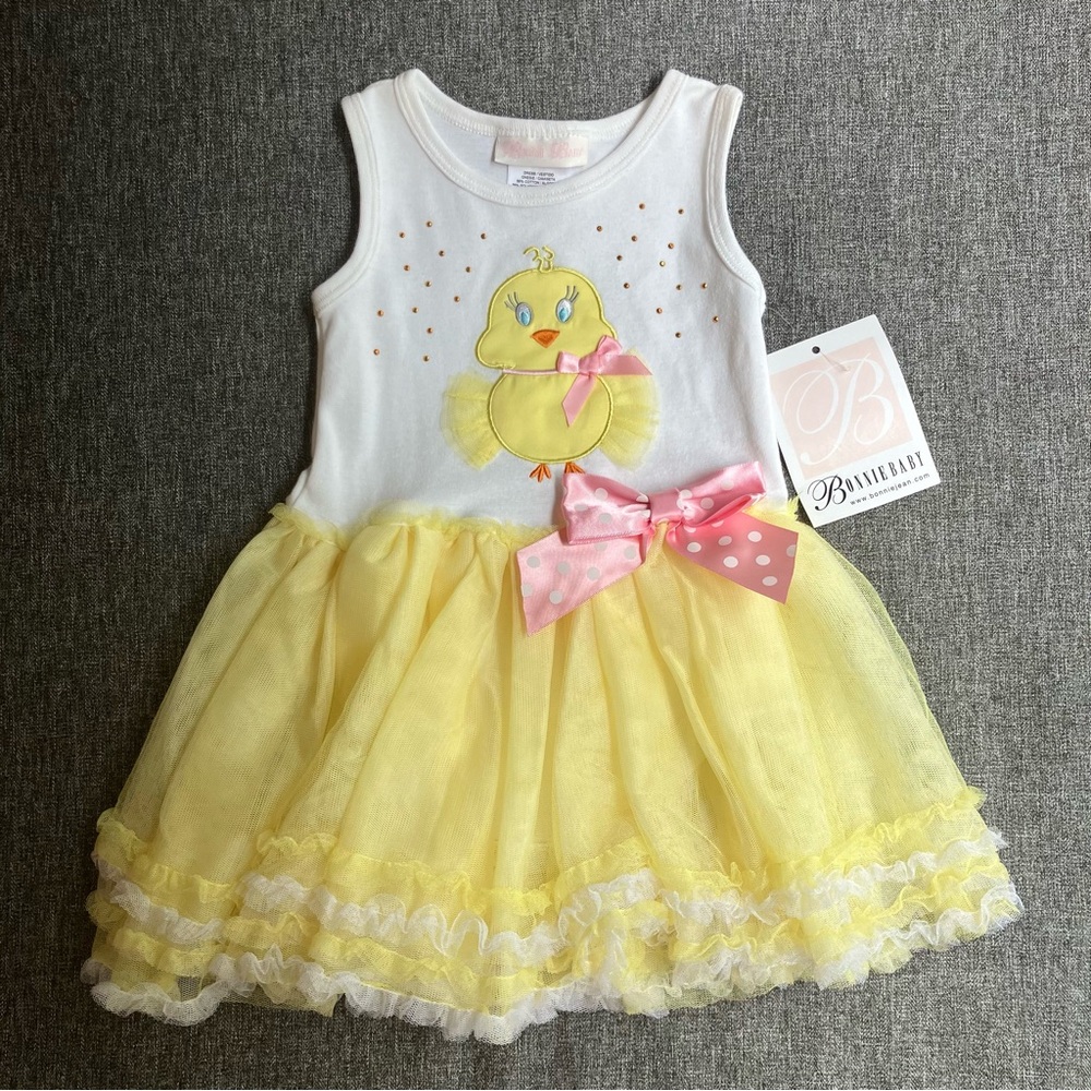 NWT Bonnie Baby Infant Girls Dress Easter Chick Tutu Skirt 18M